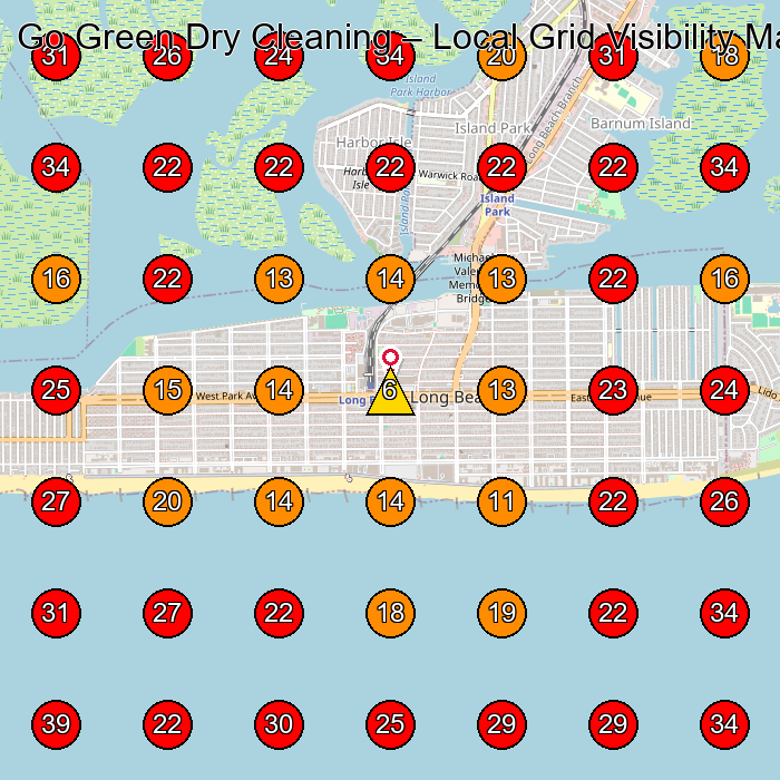 Go Green Dry Cleaning GeoGrid visibility map for Dry Cleaner in Island Park